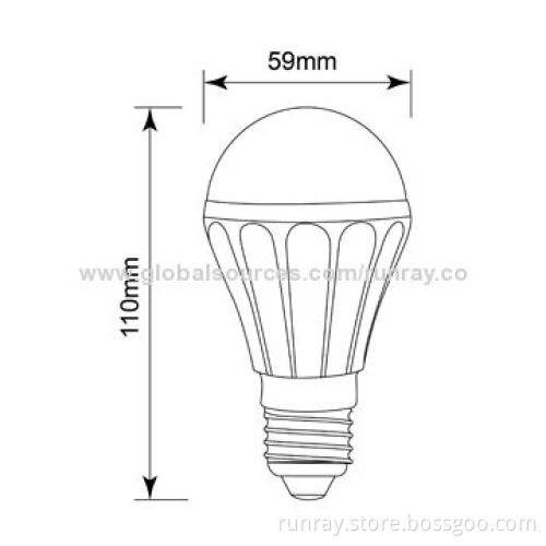 LED Globe Bulbs, 7W, E27, 85-265V AC, Epistar 5730 SMD Chip, >50,000 Hours Lifespan, Die-cast
